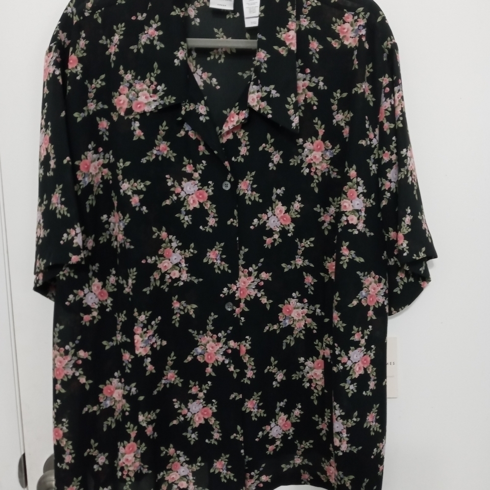 Emma James Women's floral plus size sheer blouse
